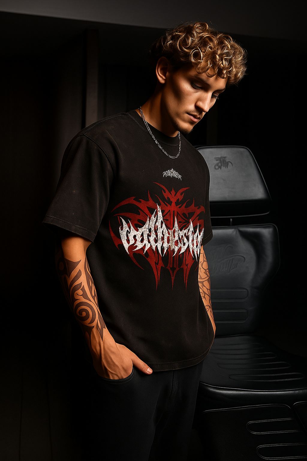 Tribal Flame Oversized Graphic T-Shirt