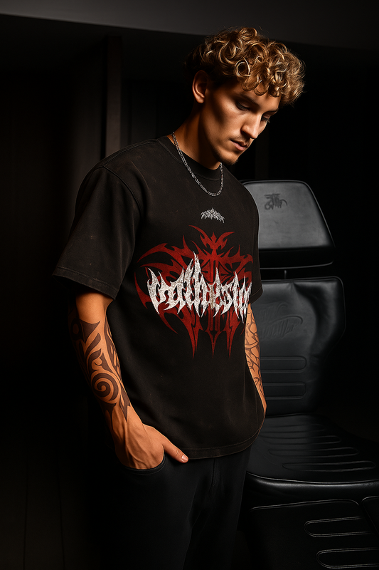 Tribal Flame Oversized Graphic T-Shirt